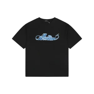 We11done Airbrush Script Logo T-Shirt Black Front view
