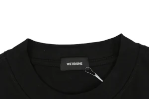 We11done Airbrush Script Logo T-Shirt Black Collar