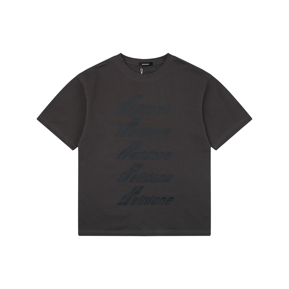 We11done Five-Stack Logo Print T-Shirt Grey Back view