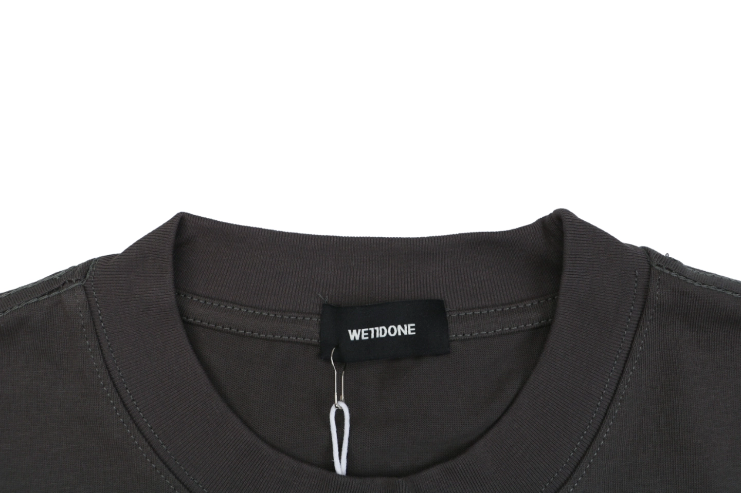 We11done Five-Stack Logo Print T-Shirt Grey Collar