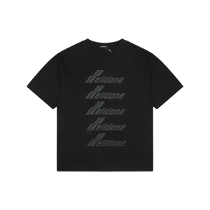 We11done Five-Stack Logo Print T-Shirt Black Front view
