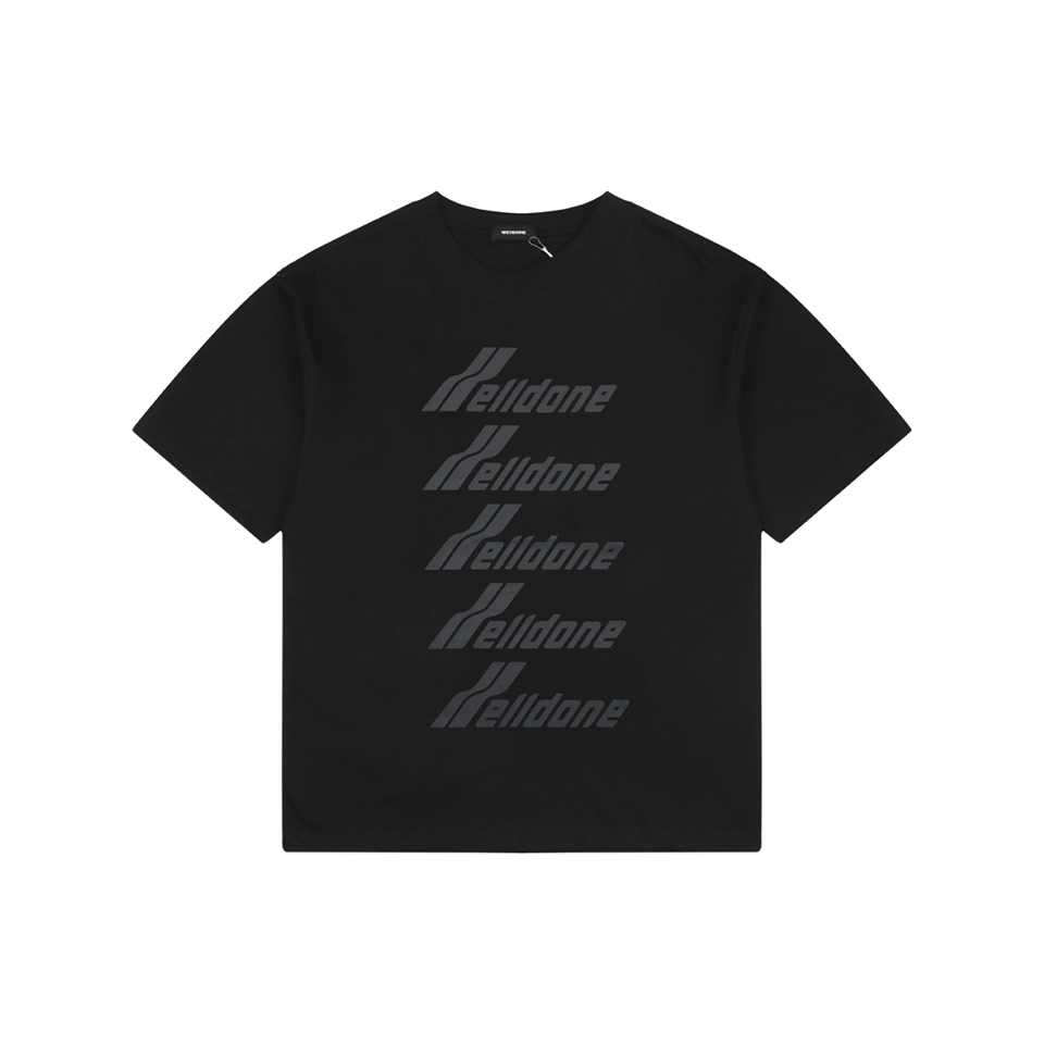We11done Five-Stack Logo Print T-Shirt Black Front view
