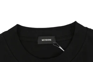 We11done Hollow Yellow Letter Print T-Shirt Collar