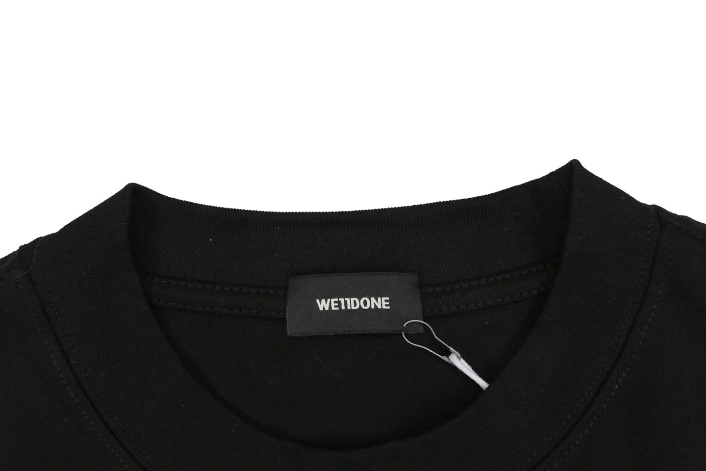 We11done Hollow Yellow Letter Print T-Shirt Collar