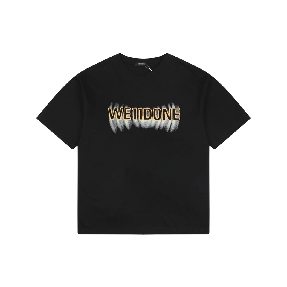 We11done Hollow Yellow Letter Print T-Shirt Front view