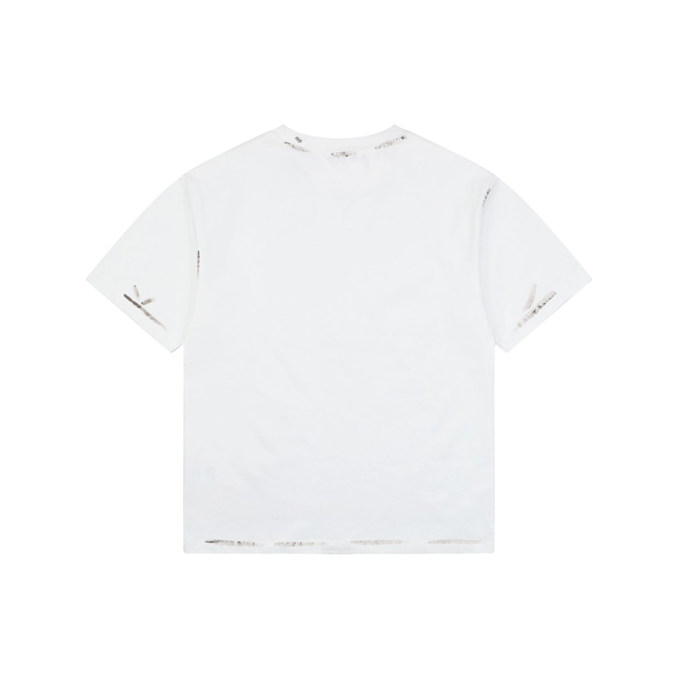 We11done Iron Ring Distressed Paint Splatter T-Shirt White Back view