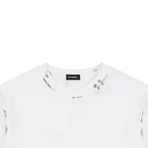 We11done Iron Ring Distressed Paint Splatter T-Shirt White