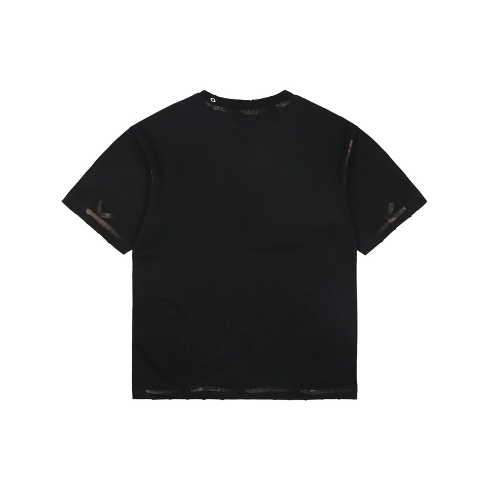 We11done Iron Ring Distressed Paint Splatter T-Shirt Black Back view