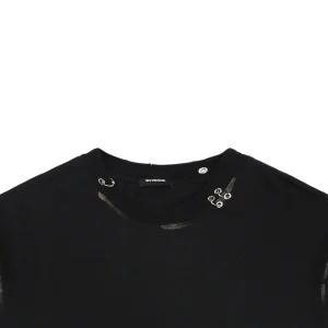 We11done Iron Ring Distressed Paint Splatter T-Shirt Black