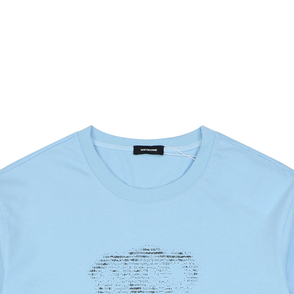 We11done Letter Outline Bear Graphic T-Shirt Blue