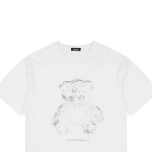 We11done Letter Outline Bear Graphic T-Shirt White