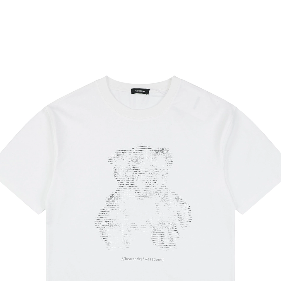 We11done Letter Outline Bear Graphic T-Shirt White
