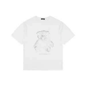 We11done Letter Outline Bear Graphic T-Shirt White Front view