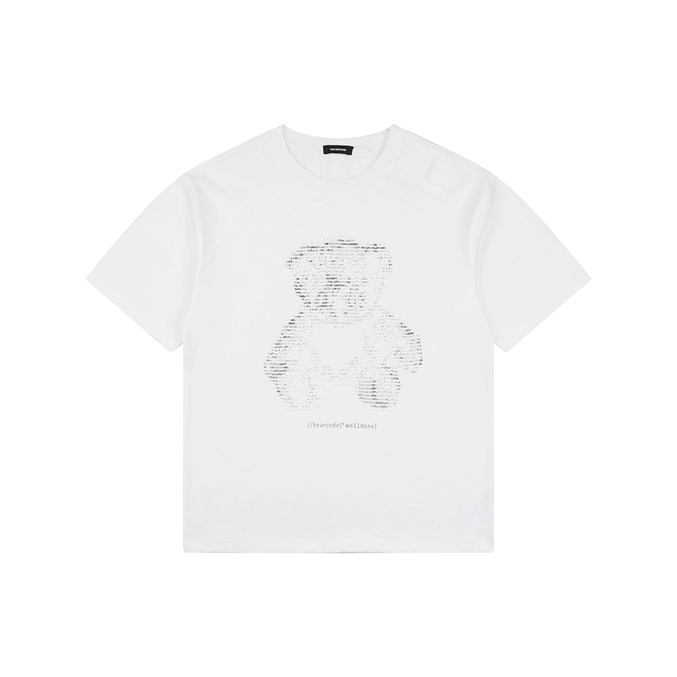 We11done Letter Outline Bear Graphic T-Shirt White Front view