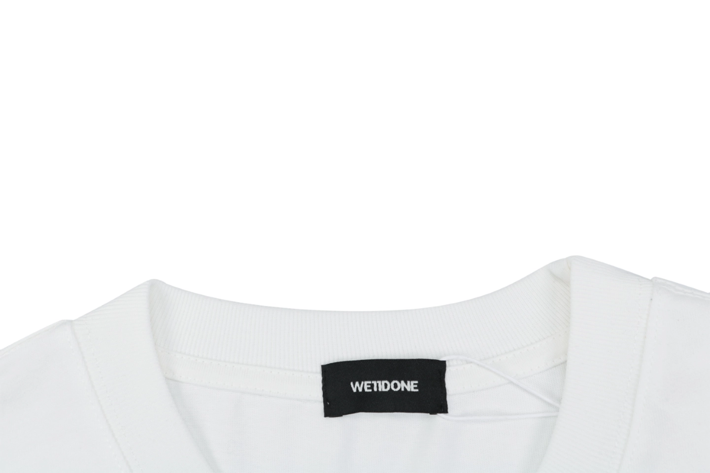 We11done Letter Outline Bear Graphic T-Shirt White Collar