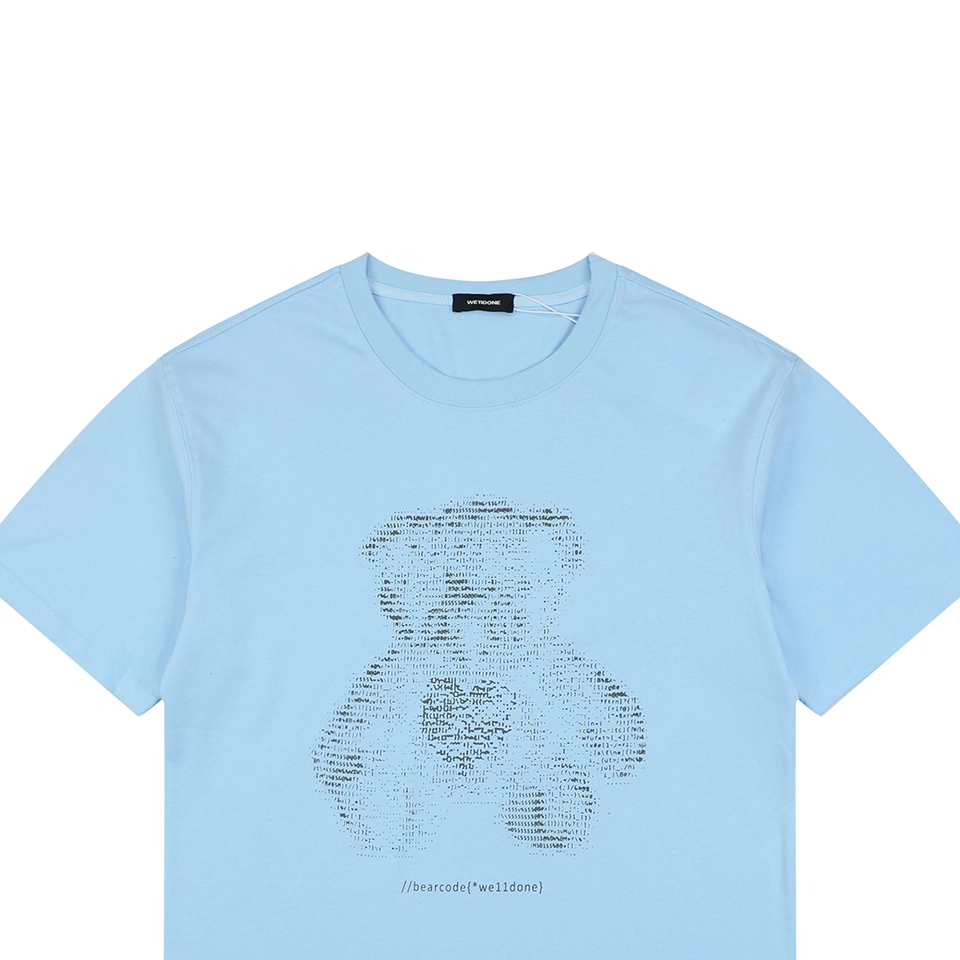 We11done Letter Outline Bear Graphic T-Shirt Blue