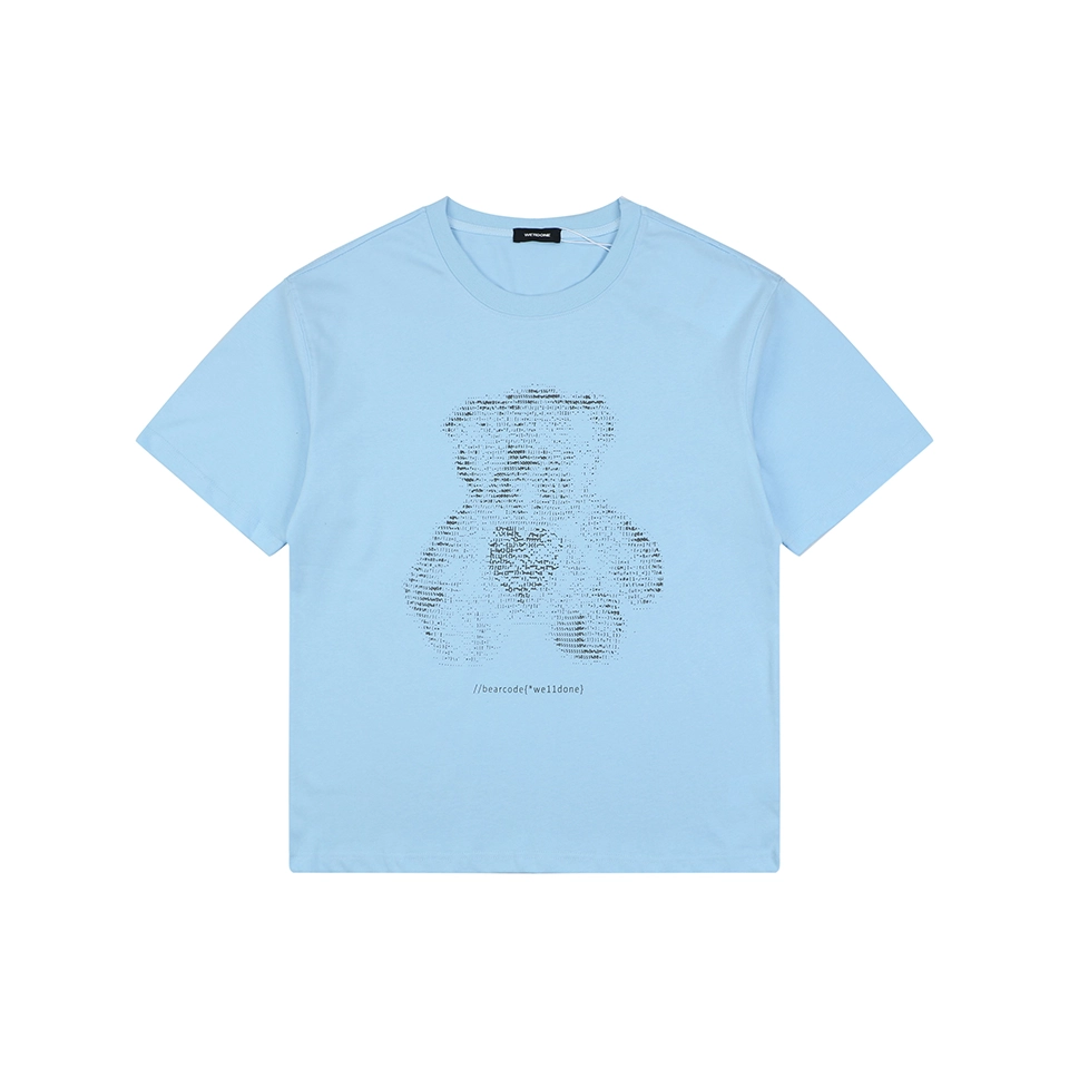 We11done Letter Outline Bear Graphic T-Shirt Blue Front view