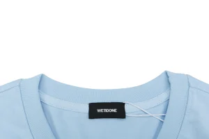 We11done Letter Outline Bear Graphic T-Shirt Blue Collar