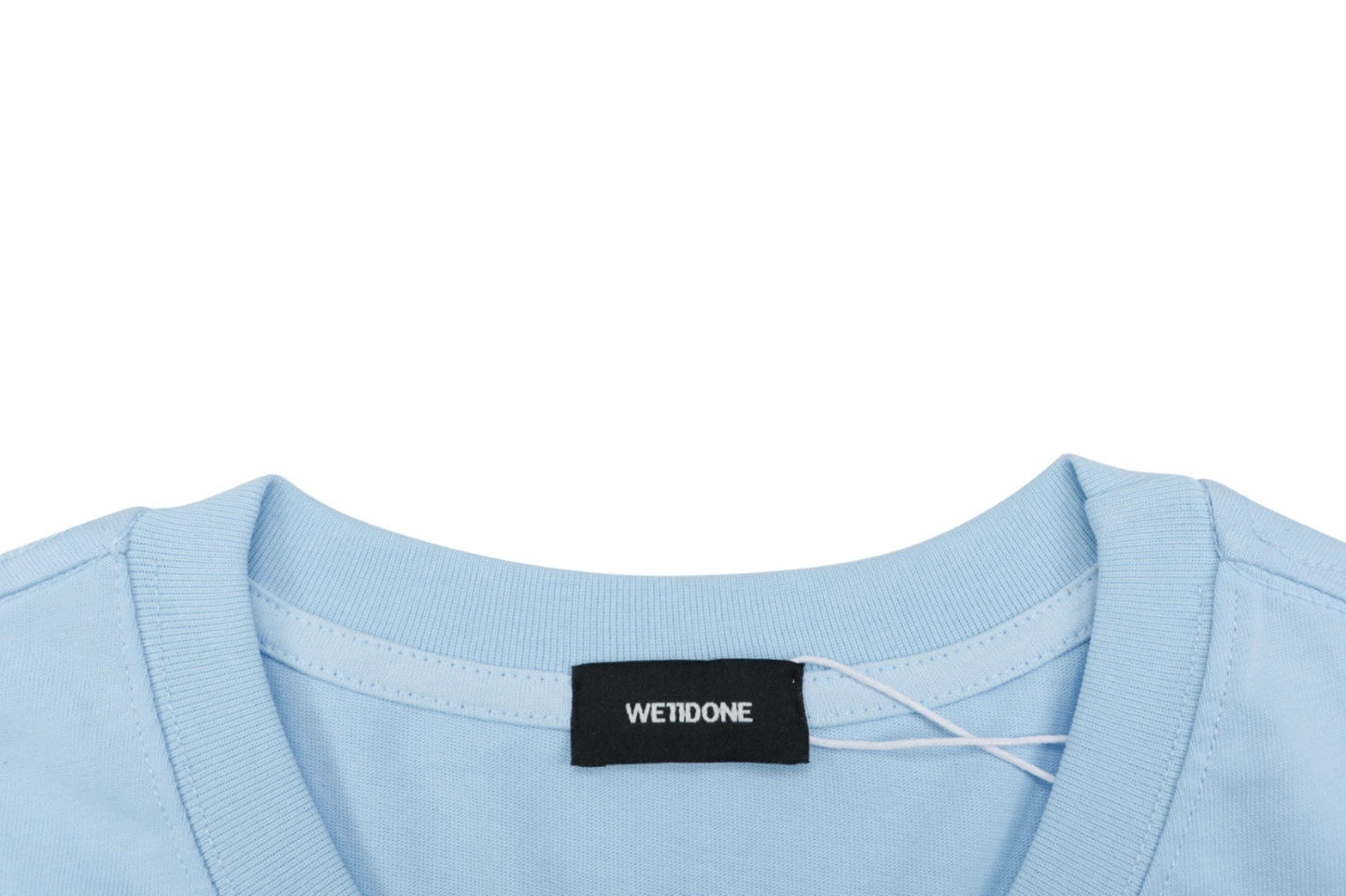We11done Letter Outline Bear Graphic T-Shirt Blue Collar