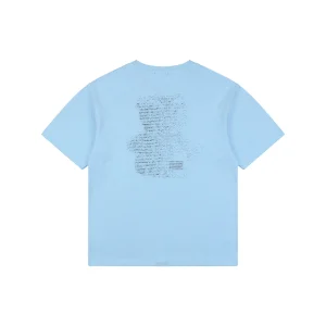 We11done Letter Outline Bear Graphic T-Shirt Blue Back view