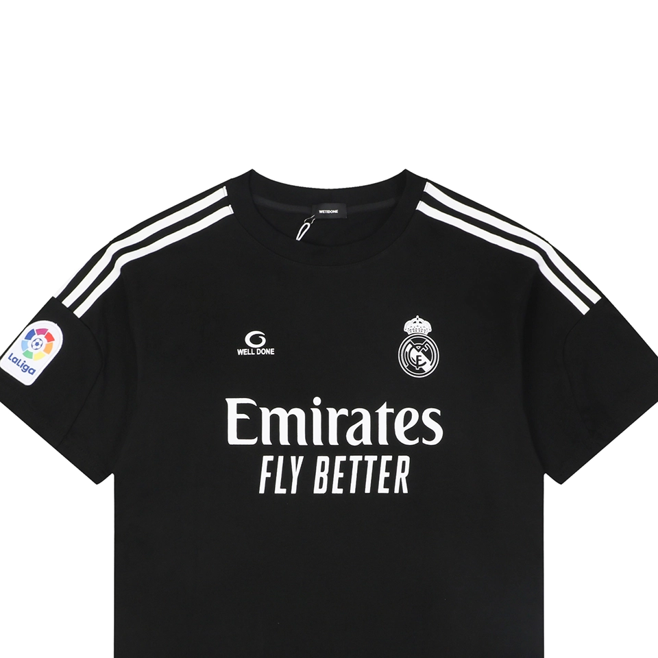 We11done Real Madrid Inspired Graphic T-Shirt Black