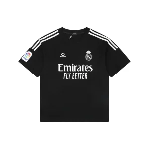 We11done Real Madrid Inspired Graphic T-Shirt Black Front view