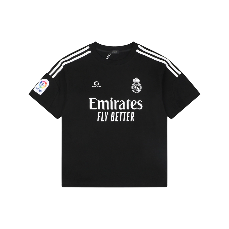 We11done Real Madrid Inspired Graphic T-Shirt Black Front view