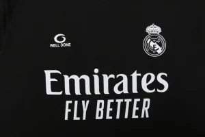 We11done Real Madrid Inspired Graphic T-Shirt Black Front Print