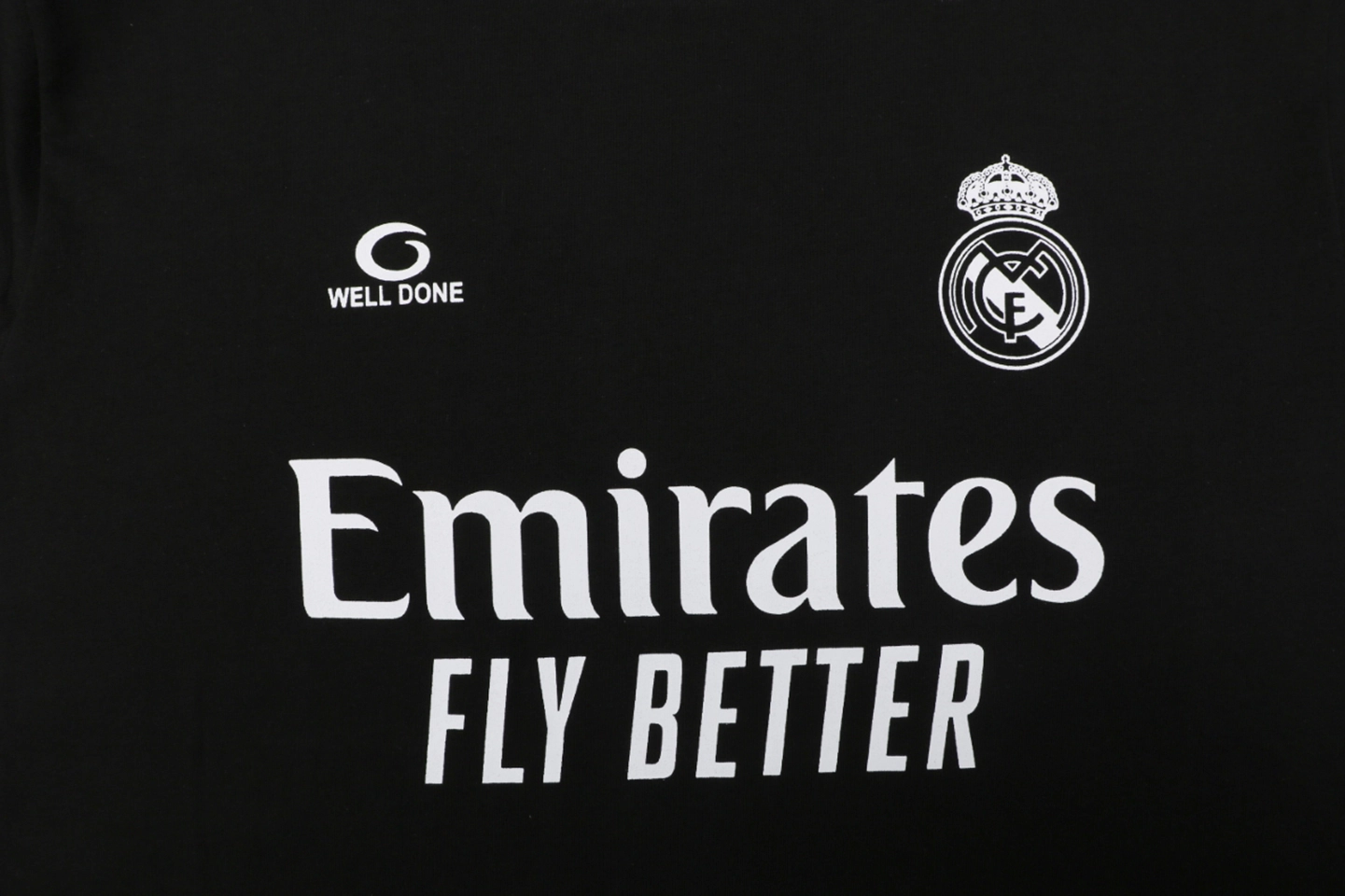 We11done Real Madrid Inspired Graphic T-Shirt Black Front Print
