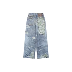 Acne Studios 1981M Distressed Rose Print Jeans Back view