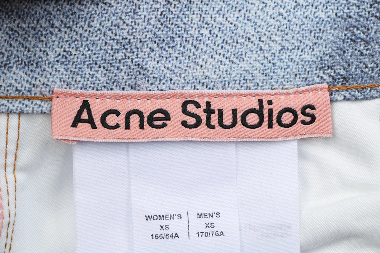 Acne Studios 1981M Distressed Rose Print Jeans Brand label