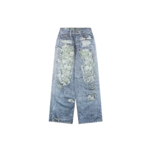 Acne Studios 1981M Distressed Rose Print Jeans Front view