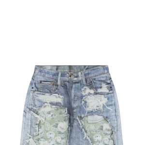 Acne Studios 1981M Distressed Rose Print Jeans