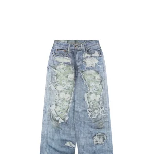 Acne Studios 1981M Distressed Rose Print Jeans