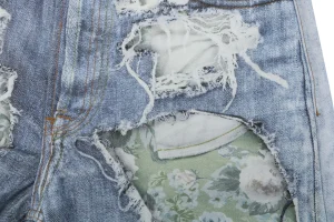 Acne Studios 1981M Distressed Rose Print Jeans
