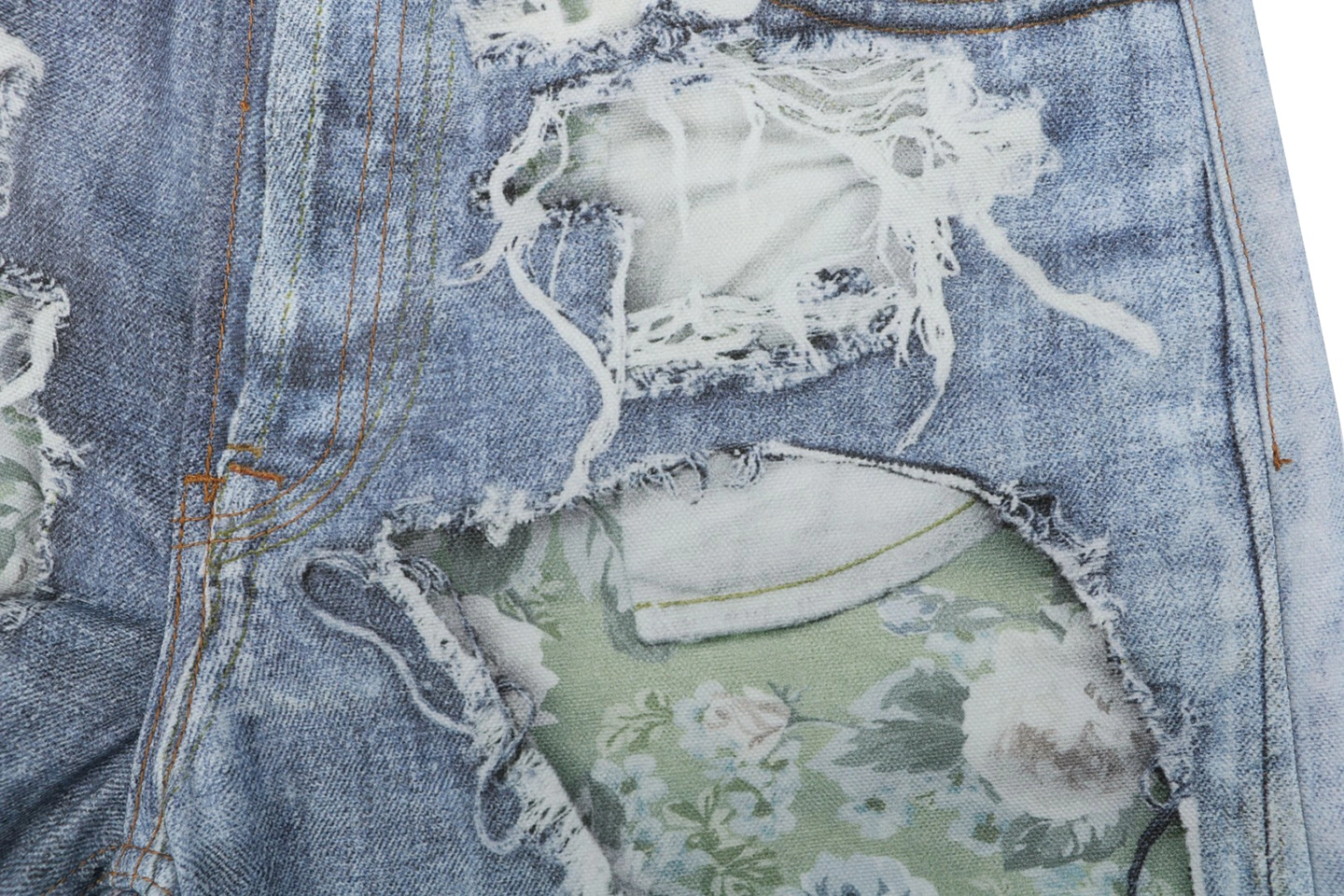 Acne Studios 1981M Distressed Rose Print Jeans