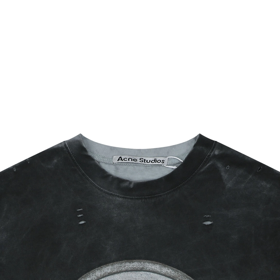 Acne Studios Button Graphic Distressed T-Shirt