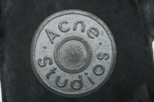 Acne Studios Button Graphic Distressed T-Shirt Front Print