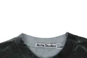 Acne Studios Button Graphic Distressed T-Shirt Collar