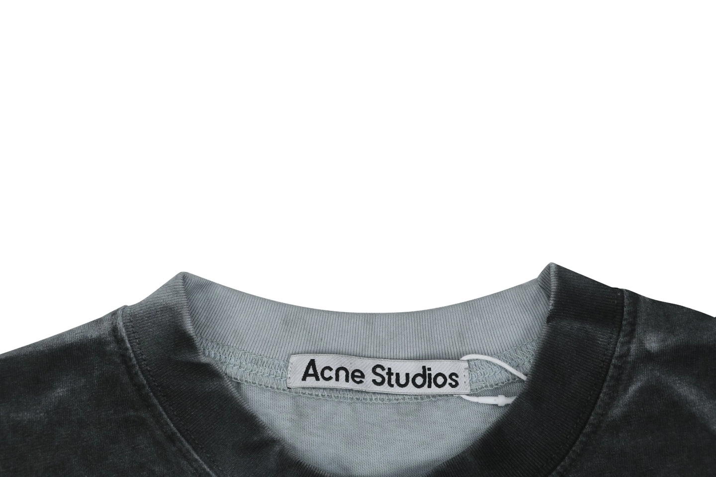 Acne Studios Button Graphic Distressed T-Shirt Collar