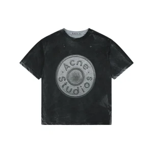 Acne Studios Button Graphic Distressed T-Shirt Front view