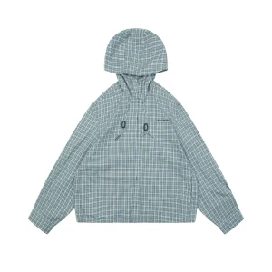 Acne Studios Checked Hooded Jacket Green Front view
