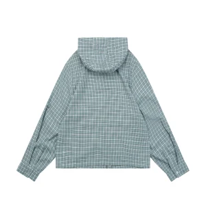 Acne Studios Checked Hooded Jacket Green Back view
