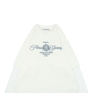 Acne Studios Floral Letter Embroidery Layered Shirt