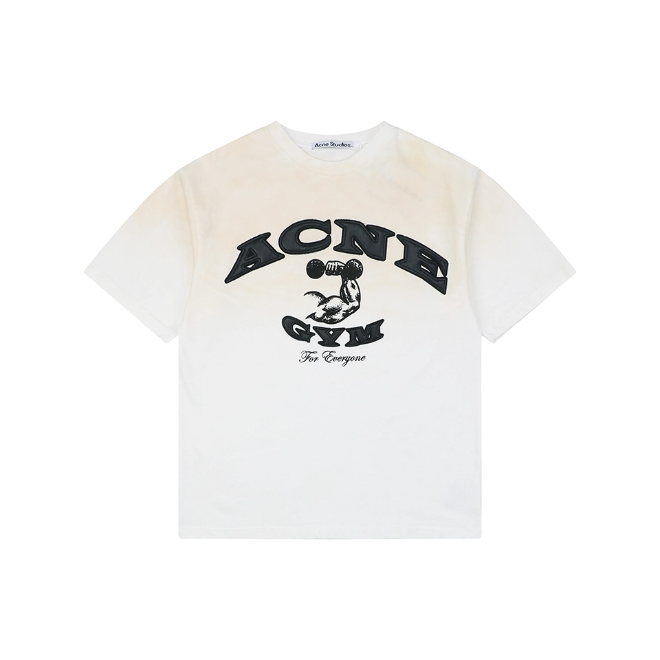 Acne Studios Gym Leather Logo T-Shirt White Front view