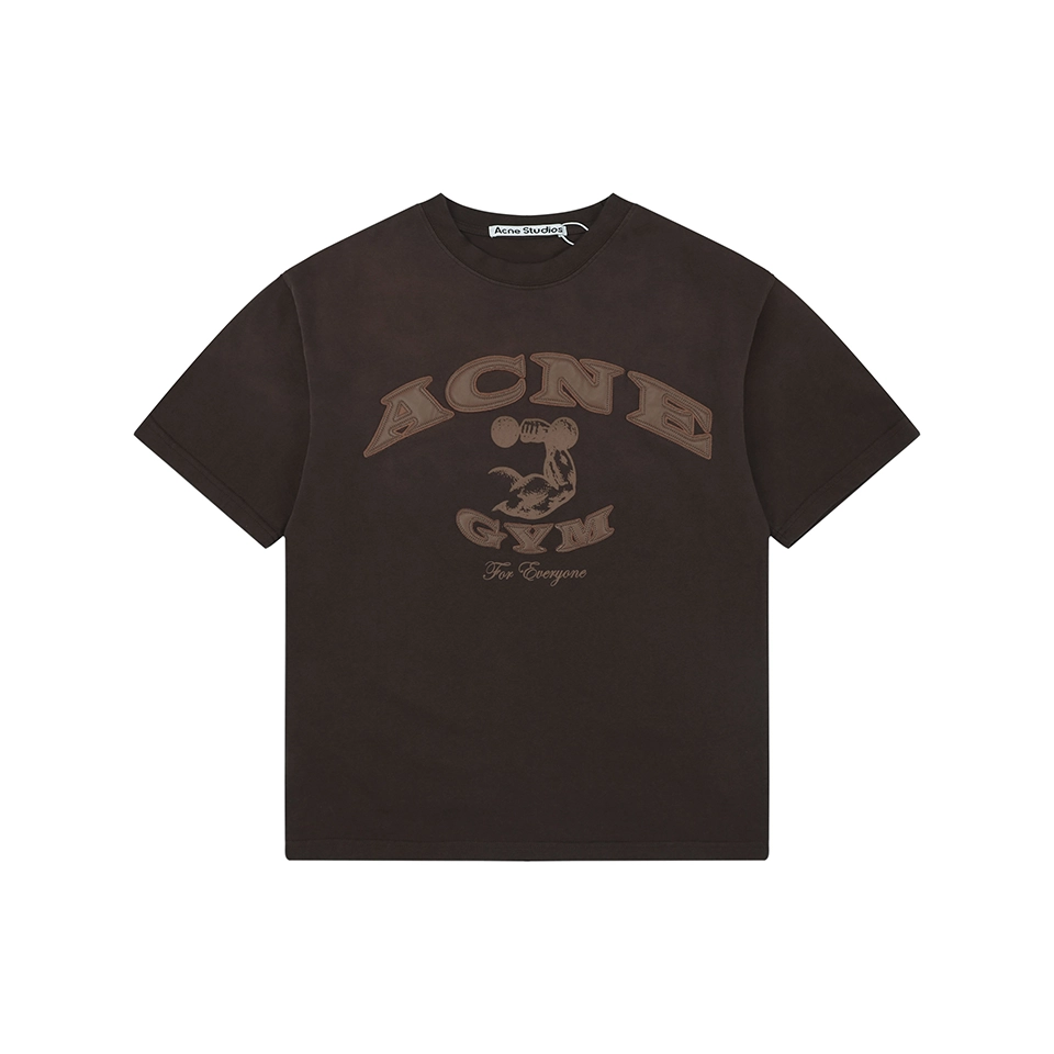 Acne Studios Gym Leather Logo T-Shirt Black Front view