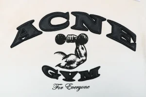 Acne Studios Gym Leather Logo T-Shirt White Front Print