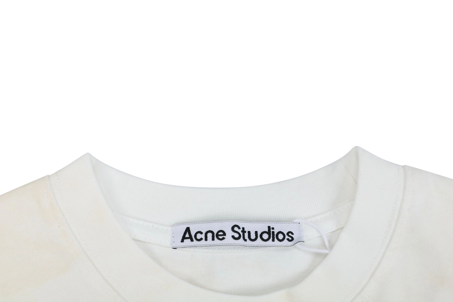 Acne Studios Gym Leather Logo T-Shirt White Collar
