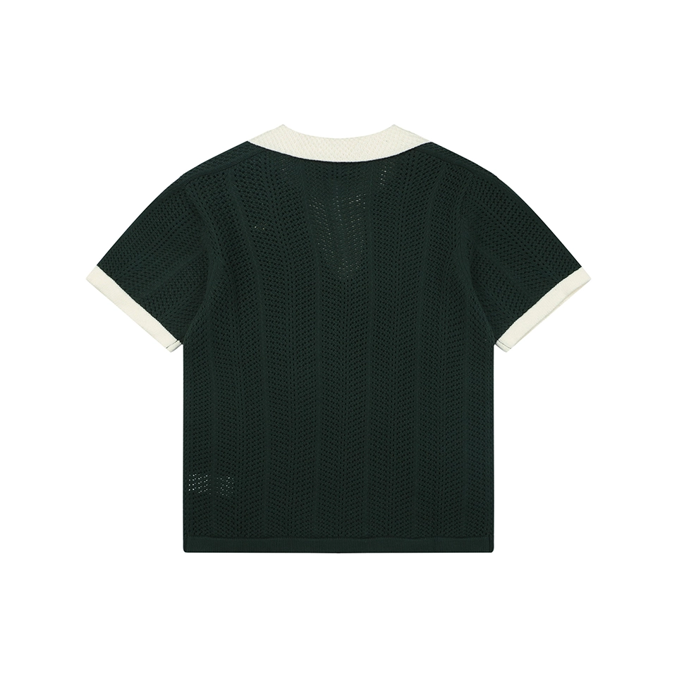 Adidas Originals Open-Knit V-Neck Polo Shirt Back view