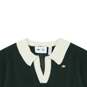 Adidas Originals Open-Knit V-Neck Polo Shirt
